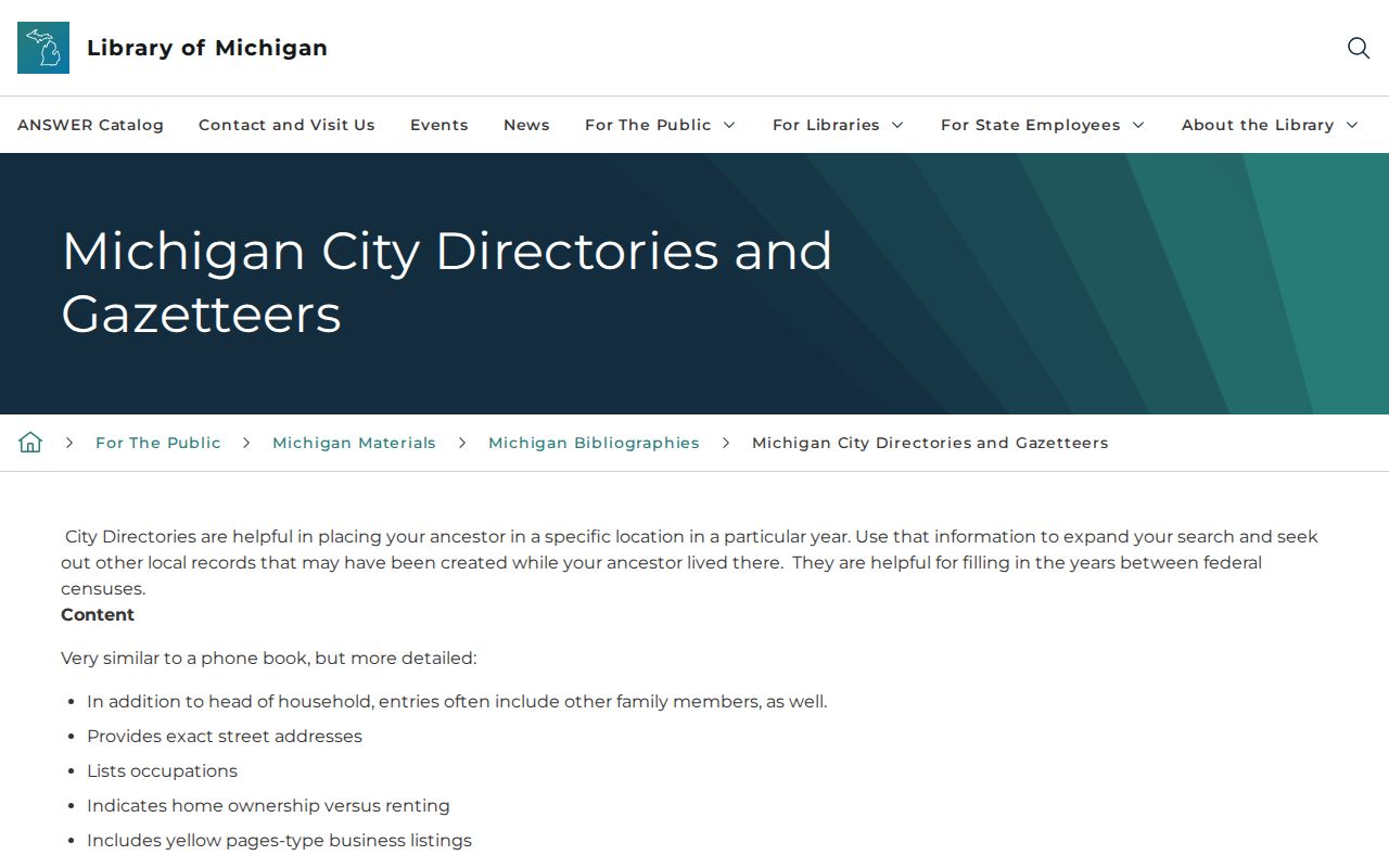 Inkster city directory research in the Library of Michigan guide