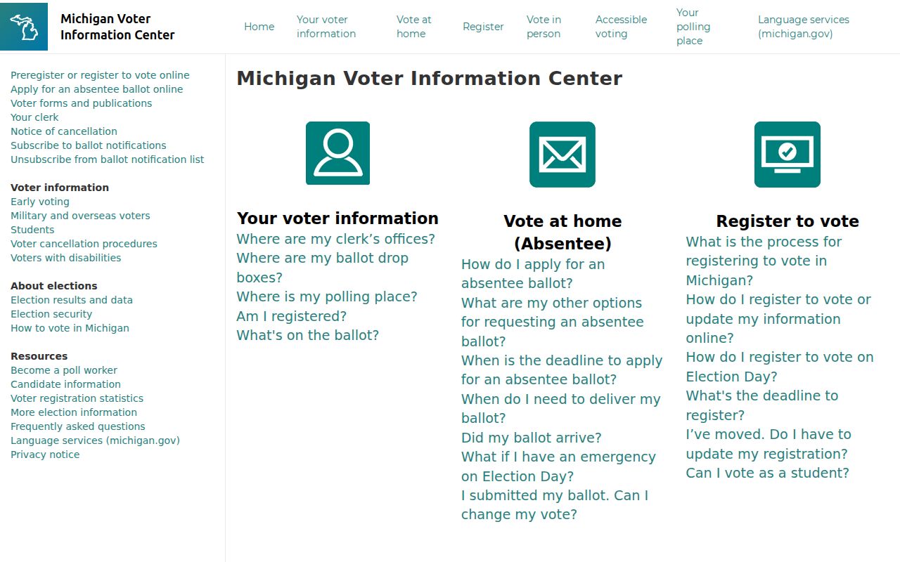 Inkster resident lookup using the Michigan voter information screen